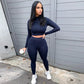 Winter Fitness 2 Two Piece Set Women Lounge wear Long Sleeve Crop Top + Leggings Bodycon Tracksuit Women Outfits Jogging Femme Alpha C Apparel