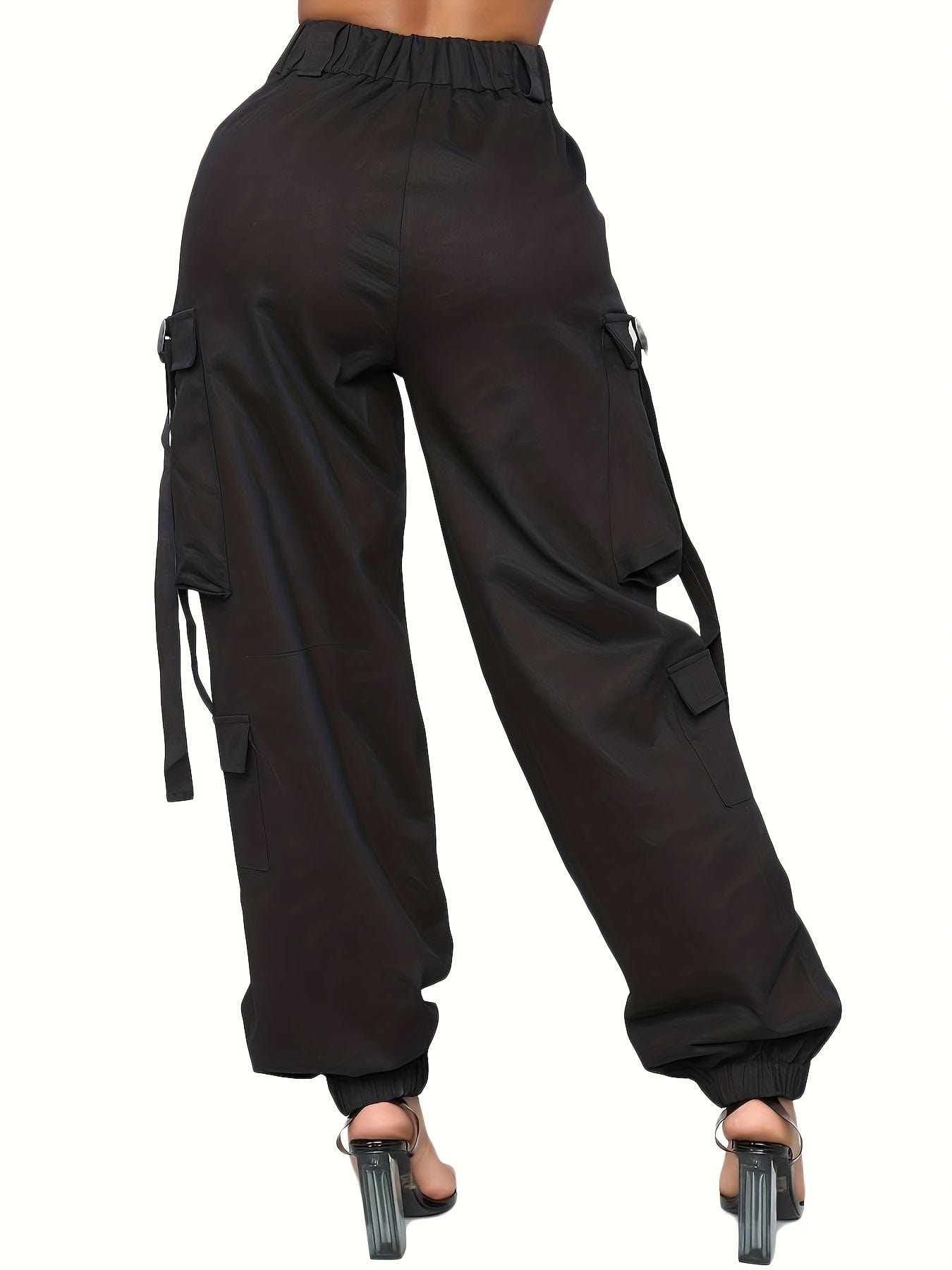 High Waist Jogger Pants - Alpha C Apparel, Solid Flap Pockets, Casual Spring/Fall women apparel Alpha C Apparel