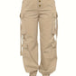 High Waist Jogger Pants - Alpha C Apparel, Solid Flap Pockets, Casual Spring/Fall women apparel Alpha C Apparel S(4) / Khaki
