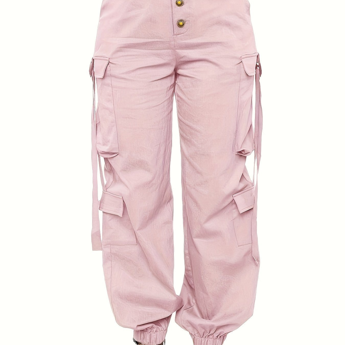 High Waist Jogger Pants - Alpha C Apparel, Solid Flap Pockets, Casual Spring/Fall women apparel Alpha C Apparel XS(2) / pink