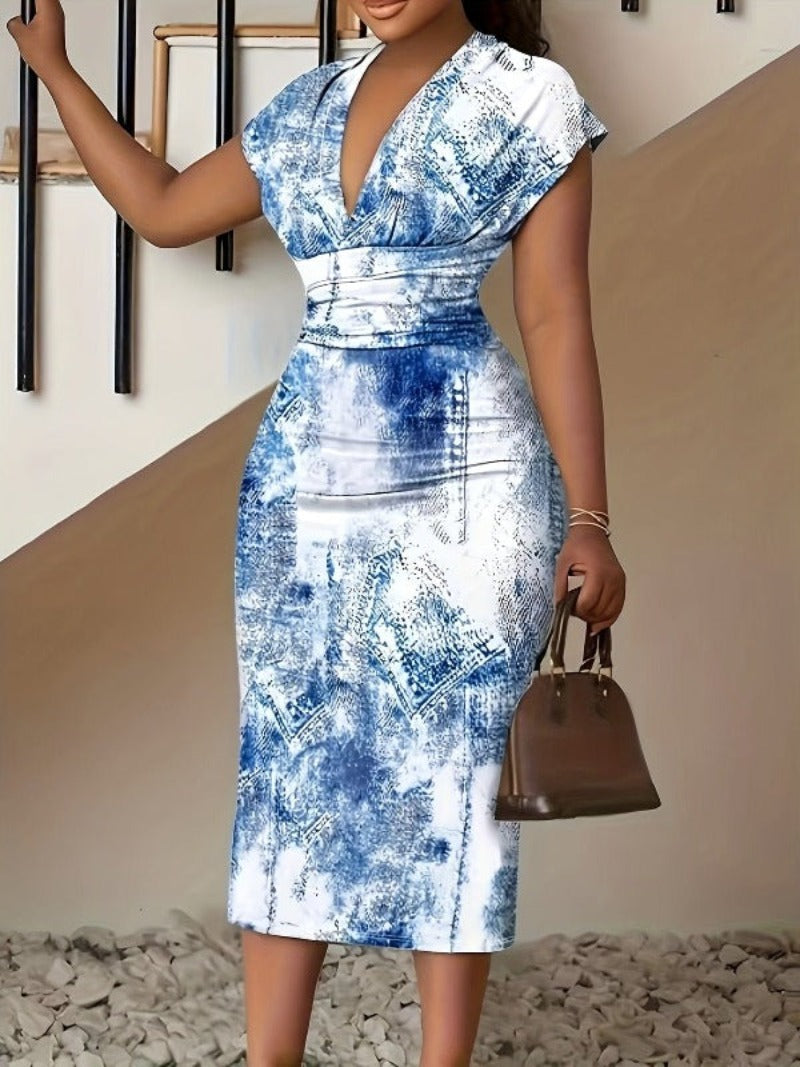 Alpha C Apparel Stunning Patchwork Dress - Perfect for Casual Wear! women casual dress Alpha C Apparel M(6) / Blue