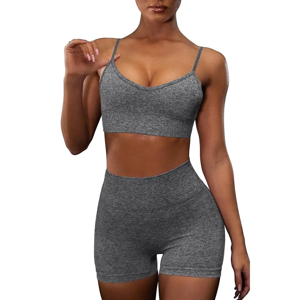 Women High Waist Fitness Gym Wear Workout Suit Sport Bra And Shorts Yoga Set Alpha C Apparel