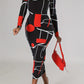 Alpha C Apparel Elegant Geo Print Bodycon Dress - Spring/Fall Women's Clothing women pencil dress Alpha C Apparel