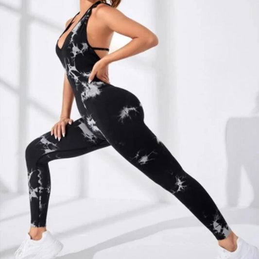 Women's Tracksuits Backless Yoga Set Sleeveless Sports Jumpsuit One Piece Yoga Set for Fitness Gym Workout Clothes Active Wear Alpha C Apparel