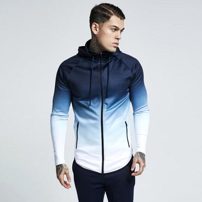 Wholesale hoodie full zip coat two color man running wear jacket sport running track suit for man Alpha C Apparel XL / color 1