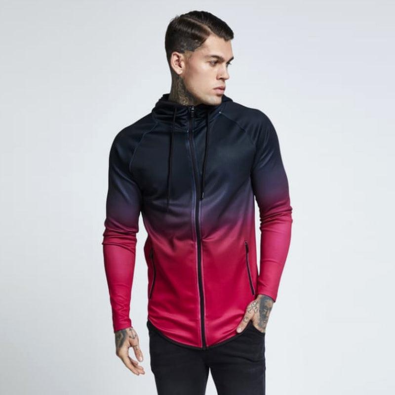 Wholesale hoodie full zip coat two color man running wear jacket sport running track suit for man Alpha C Apparel XL / color 2