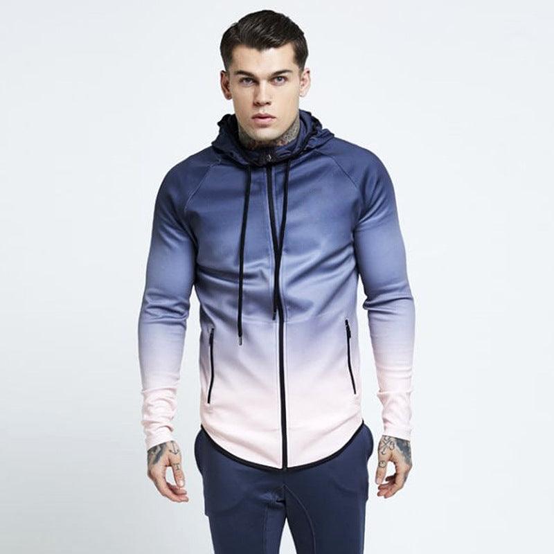 Wholesale hoodie full zip coat two color man running wear jacket sport running track suit for man Alpha C Apparel XL / color 3