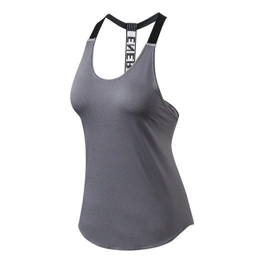 Women Letter Print Backless Fitness Tank Tops Alpha C Apparel XL / Gray