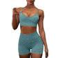 Women High Waist Fitness Gym Wear Workout Suit Sport Bra And Shorts Yoga Set Alpha C Apparel XL / Green