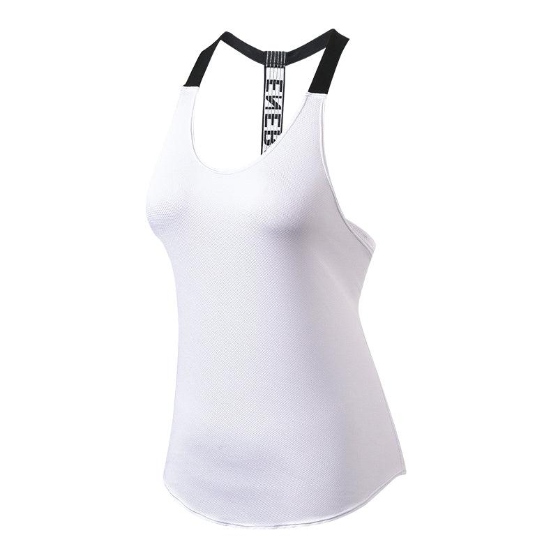 Women Letter Print Backless Fitness Tank Tops Alpha C Apparel XL / White