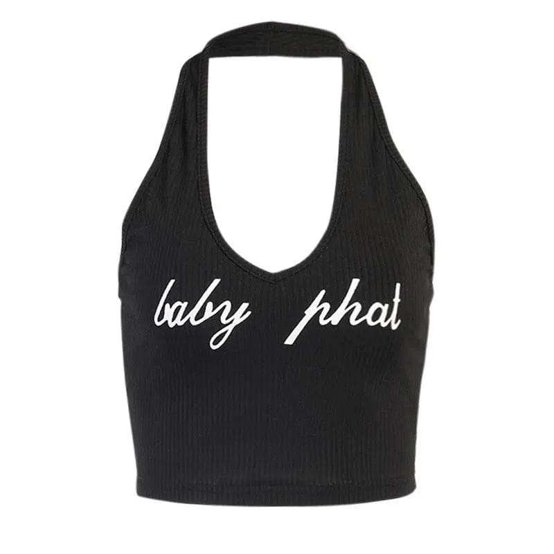 YD - Digital printing U-neck sexy halter lace up sleeveless crop top backless knitting tops high quality gym crop top Alpha C Apparel