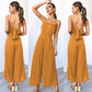 Elegant Sexy Jumpsuits Women Sleeveless Polka Dots Loose Baggy Pants Rompers Bow Backless Bodysuits Jumpsuits Alpha C Apparel Yellow / S