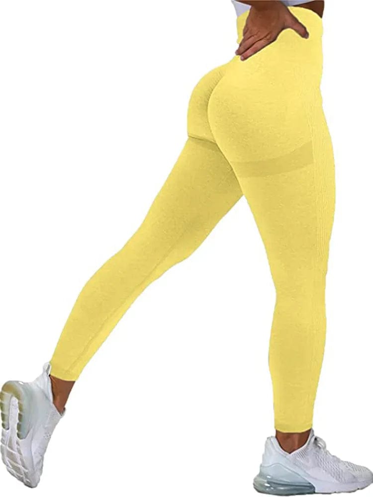 Women Seamless Workout Leggings High Waist Push Up Leggings Ladies Sexy Gym Legging Fashion Black Sports Leggings Alpha C Apparel Yellow / S