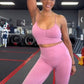 Alpha C Apparel Women 2 Piece Seamless  Leggings Crop Top Yoga Set yoga set Alpha C Apparel Pink / M