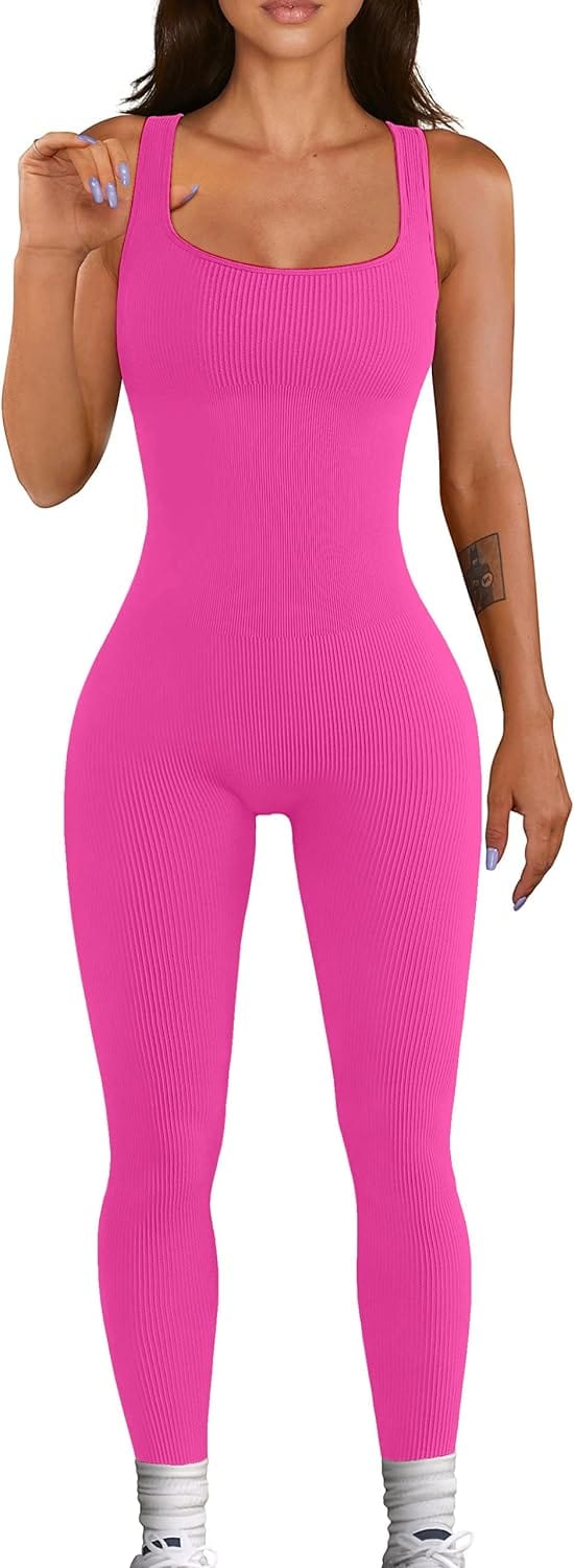 YIOIOIO Women Workout Seamless Jumpsuit Yoga Ribbed Bodycon One Piece Square Neck Leggings Romper. Back to results Amazon Small / 05rose