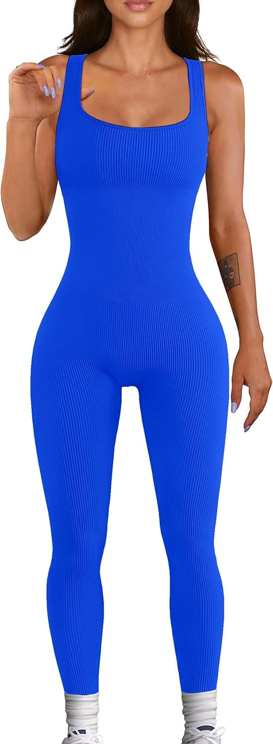 YIOIOIO Women Workout Seamless Jumpsuit Yoga Ribbed Bodycon One Piece Square Neck Leggings Romper. Back to results Amazon Small / 06blue