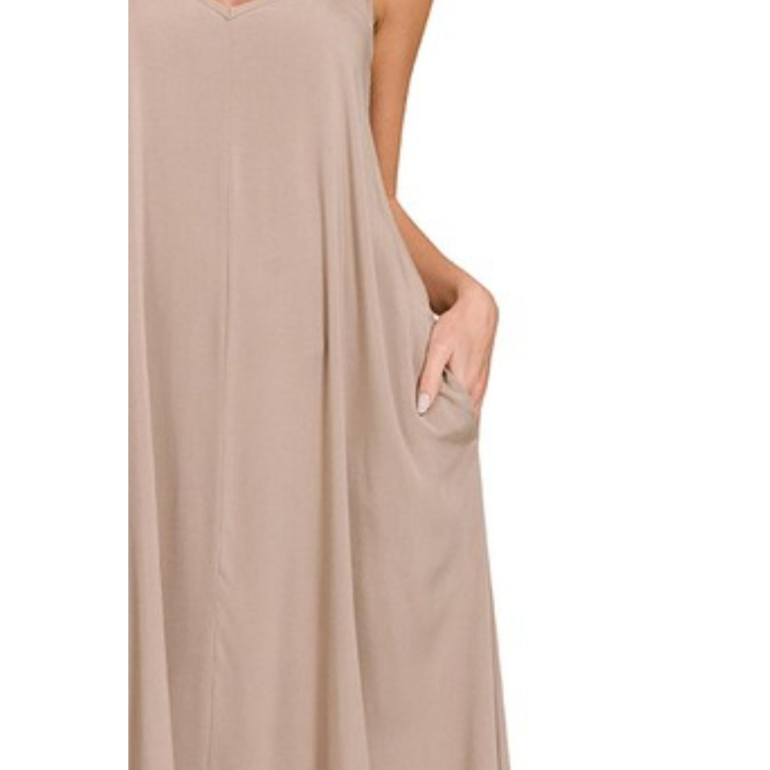 Zenana Woven Arc Hem Cami Dress With Flowy Pockets