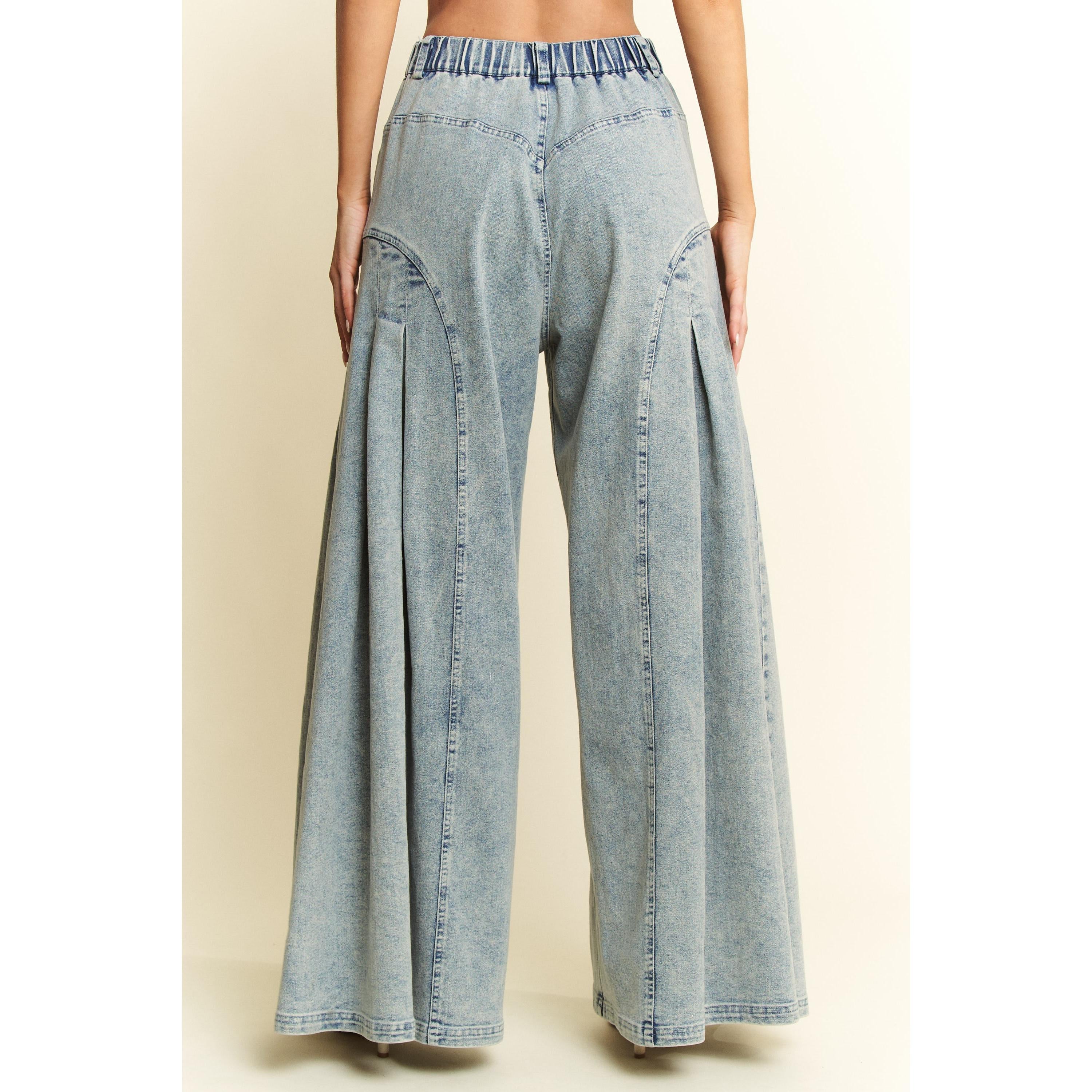 Jade By Jane High-Waist Pleated Wide Leg Jeans