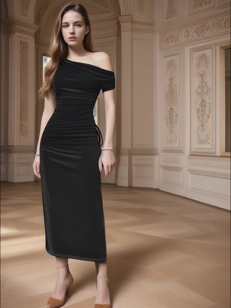 Women's Dress Asymmetric Neck Fitted Dress
