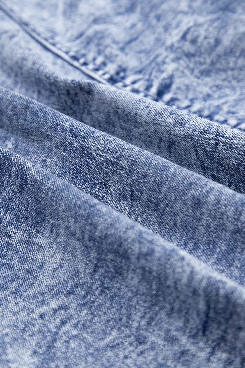 Blue Frilly Square Neck Bustier Puff Sleeve Short Denim Dress