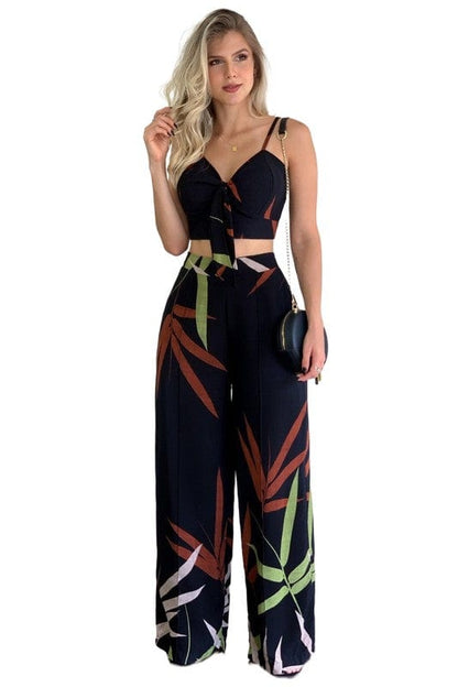 SEXY SUMMER TWO PIECE PANT SET By Claude BLACK MULTI / S