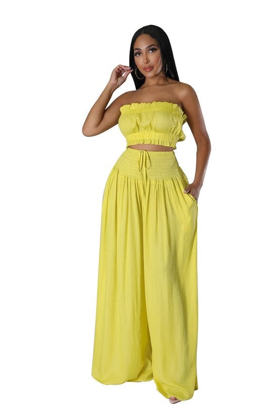 FASHION WOMEN TWO PIECE SET By Claude YELLOW / S