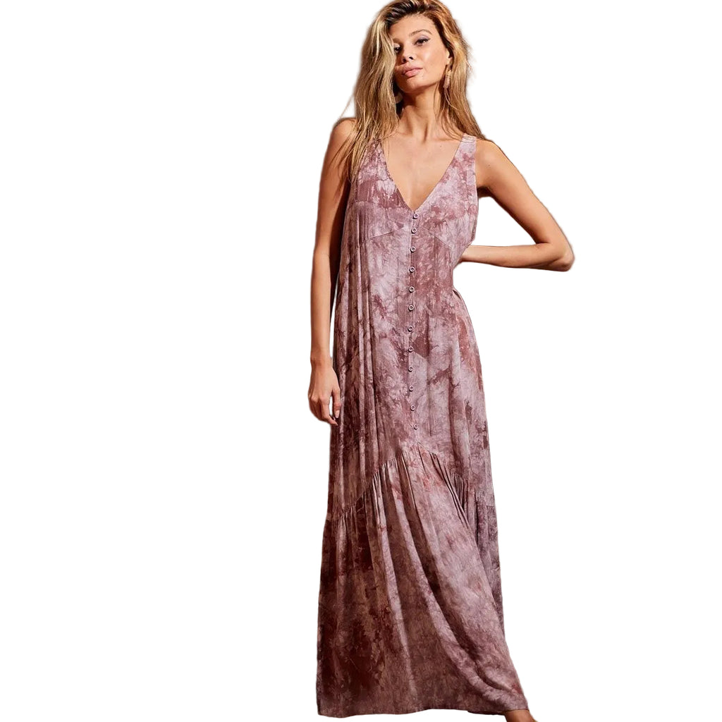 BiBi Tie-Dye Sleeveless V-Neck Dress