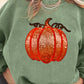 Apricot Crinkle Ribbed Halloween Sequin Pumpkin Graphic Sweatshirt