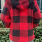 Double Take Full Size Plaid Long Sleeve Hooded Coat