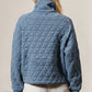 Double Take Half Zip Long Sleeve Quilted Sweatshirt with Pocket