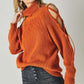 Solid Turtleneck Cutout Long Sleeve Sweater Davi & Dani