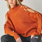 Solid Turtleneck Cutout Long Sleeve Sweater Davi & Dani