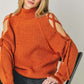 Solid Turtleneck Cutout Long Sleeve Sweater Davi & Dani