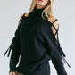 Solid Turtleneck Cutout Long Sleeve Sweater Davi & Dani