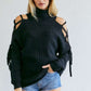 Solid Turtleneck Cutout Long Sleeve Sweater Davi & Dani