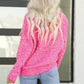 Alpha C Apparel Pink Colorful Spots Knitted V Neck Casual Sweater Tops Dear lover