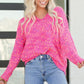 Alpha C Apparel Pink Colorful Spots Knitted V Neck Casual Sweater Tops Dear lover