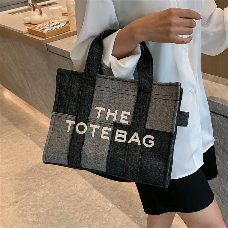 The Tote Bag Lady Famous Designer Splicing denim canvas Messenger Shopping Bags Plain Cross body Shoulder Bags Handbags Women Totes purse Crossbody Casual Square Totes Dhgate