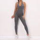 Yoga Outfits Pad Halter Sleeveless Backless Sporty Jumpsuit Woman Sportwear Yoga Set Gym Workout Yoga Outfits Dhgate s / grey pt set