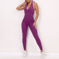 Yoga Outfits Pad Halter Sleeveless Backless Sporty Jumpsuit Woman Sportwear Yoga Set Gym Workout Yoga Outfits Dhgate s / purple pt set