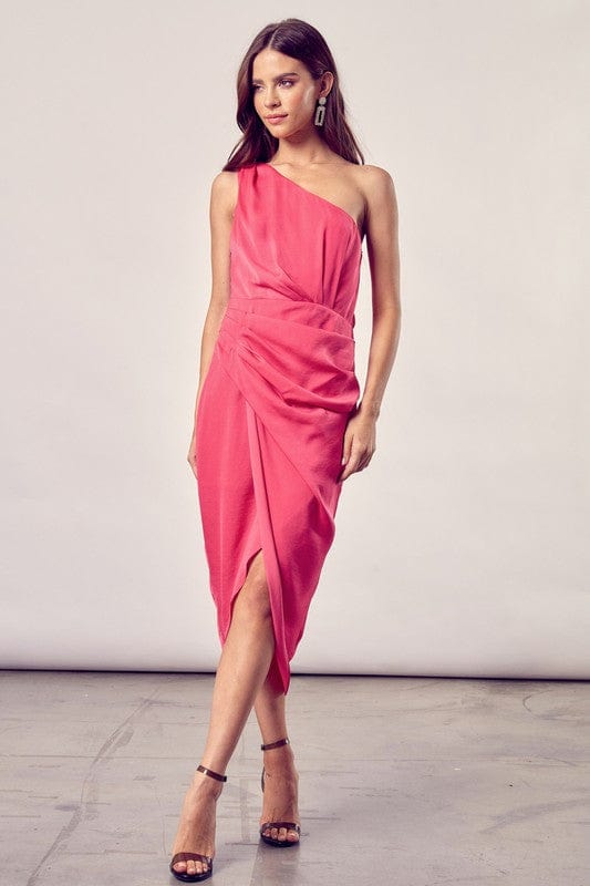 One Shoulder Wrap Dress Do + Be Collection PARADISE PINK / S