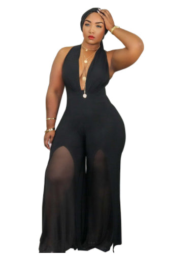 Topless Solid Color Chiffon Women Clothing 0ne piece EG fashion Black / 2XL