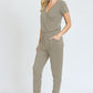 Short Sleeve Jogger Jumpsuit Casual EG fashion Beige / 1X