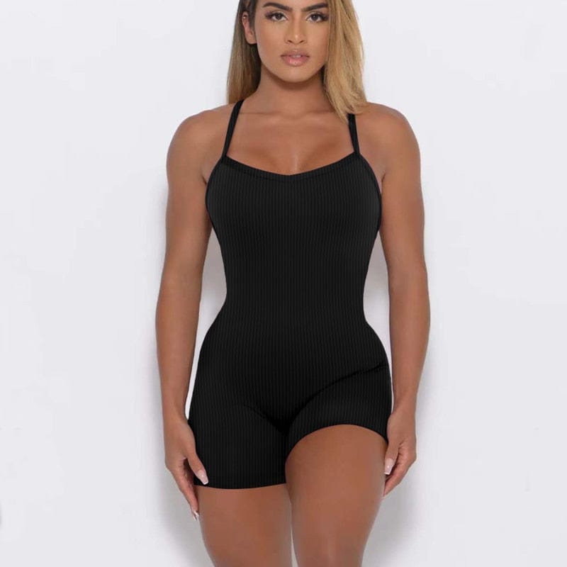 Women Backless Yoga Suit Sleeveless Jumpsuit Workout Catsuit Bodysuit Gym Bodycon Romper Sportswear Fitness Sexy One Piece jumpsuit eprolo black / S