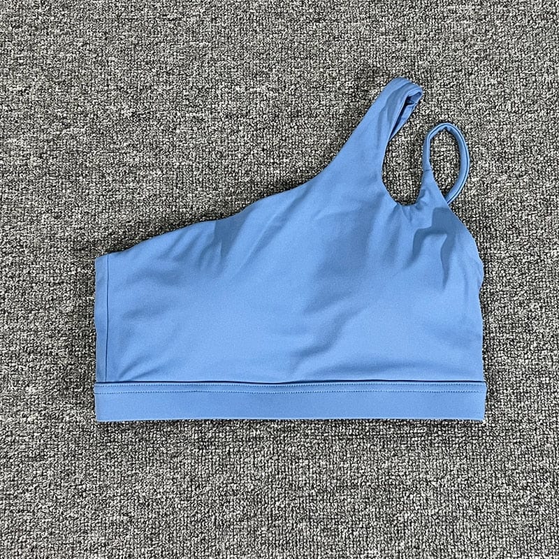 High Stretch Comfy One-Shoulder Sports Bra Underwear Women Bralette Fitness Gym Top Women Yoga Bra Running Workout Yoga Clothing sport bra eprolo Gray blue / S