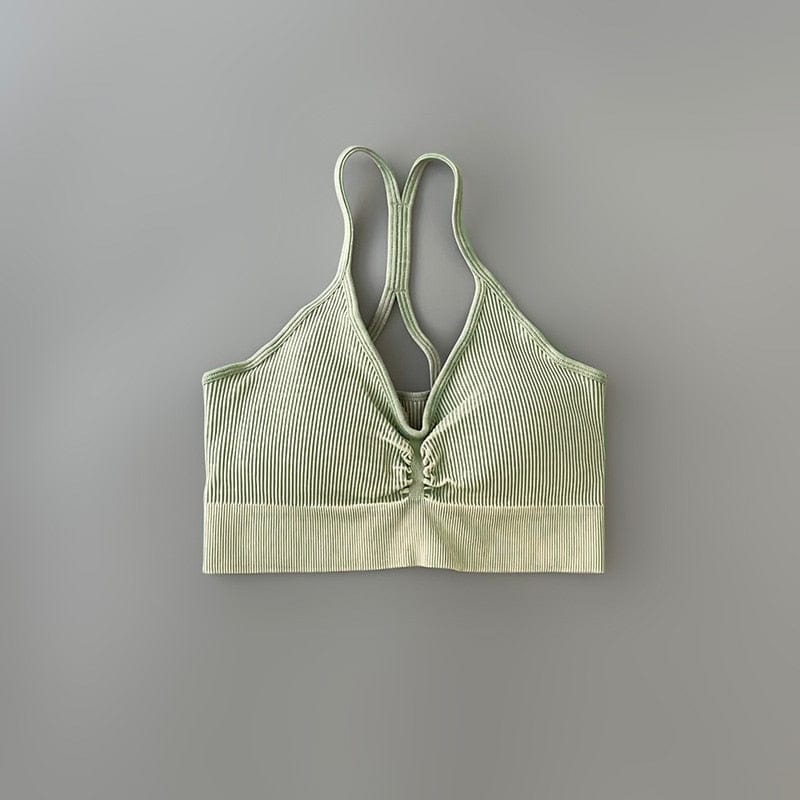 Copy of Seamless Ribbed Sports Bra Women Yoga Crop Top Padded Push Up Workout Tank Top sports bra crop top eprolo Olive / S