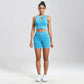 NORMOV Zipper Yoga Sets Seamless 1/2 PCS Sports Suits 2023 Summer Gym Set Women Wash Fitness Set Running Bra High Waist Shorts yoga set eprolo