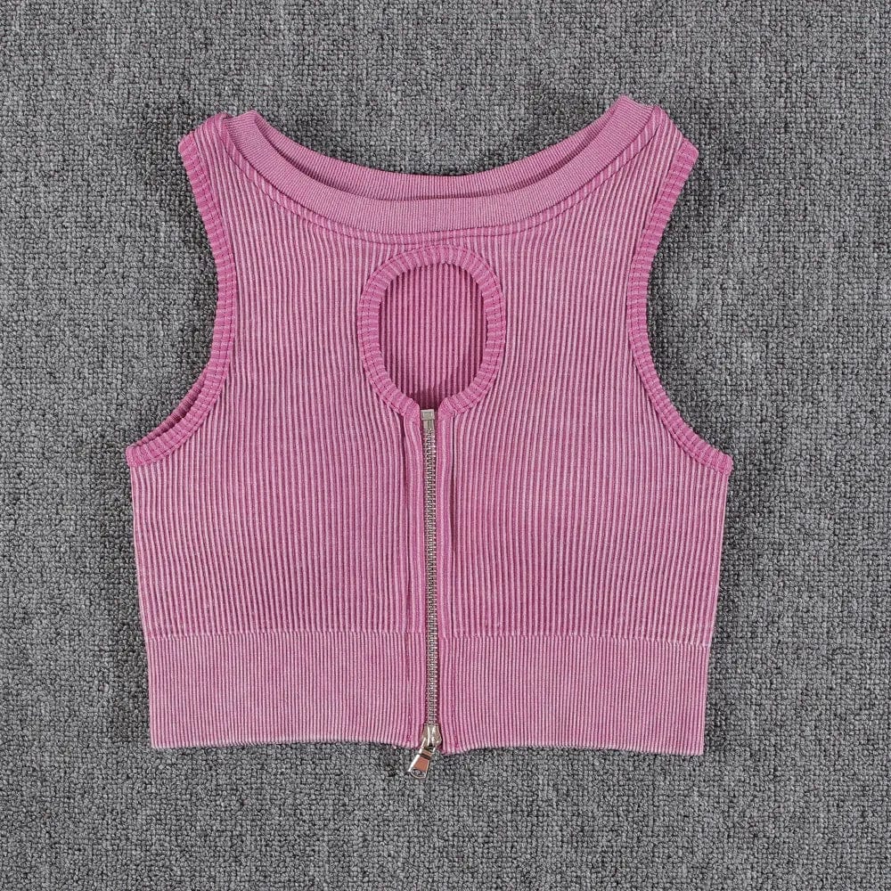 NORMOV Zipper Yoga Sets Seamless 1/2 PCS Sports Suits 2023 Summer Gym Set Women Wash Fitness Set Running Bra High Waist Shorts yoga set eprolo Pink bra / S