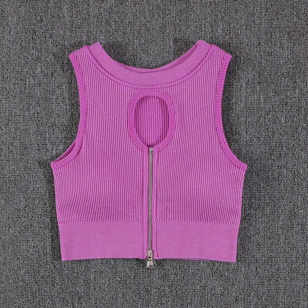 NORMOV Zipper Yoga Sets Seamless 1/2 PCS Sports Suits 2023 Summer Gym Set Women Wash Fitness Set Running Bra High Waist Shorts yoga set eprolo Rose bra / S