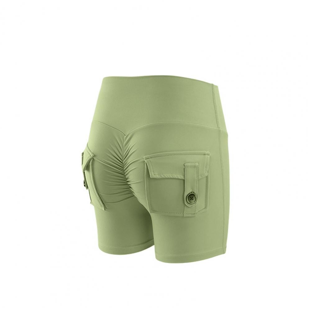 Two Pockets Skinny Women Yoga Shorts High Waist Hip Lift Running Shorts Tights Buttocks Fitness Gym Running Workout Leggings yoga shorts eprolo Green / S